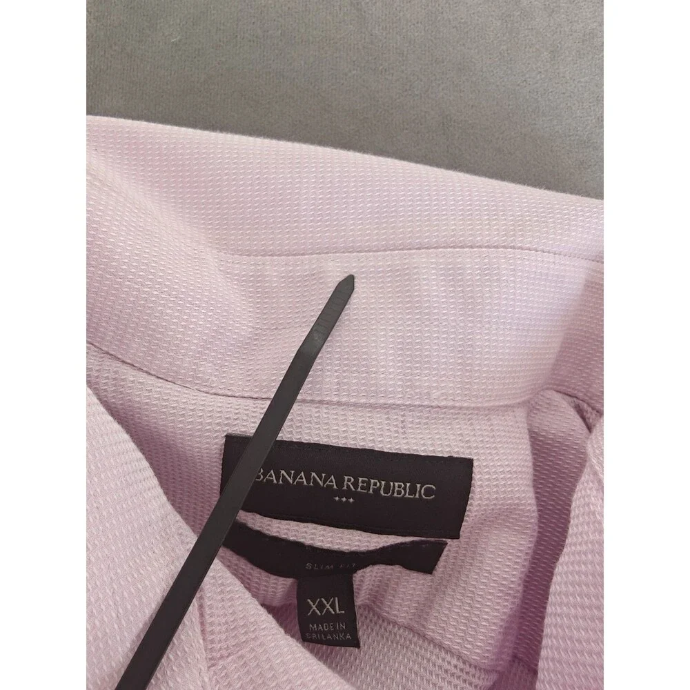 Banana Republic Slim Fit Dress Shirt Mens XXL Pink Textured Button Front